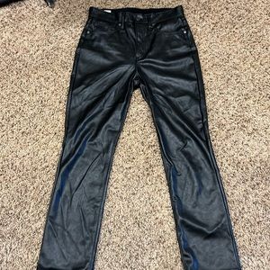 Gap "Vintage" Slim High Rise Black Faux Leather Pants Straight Leg size 6R